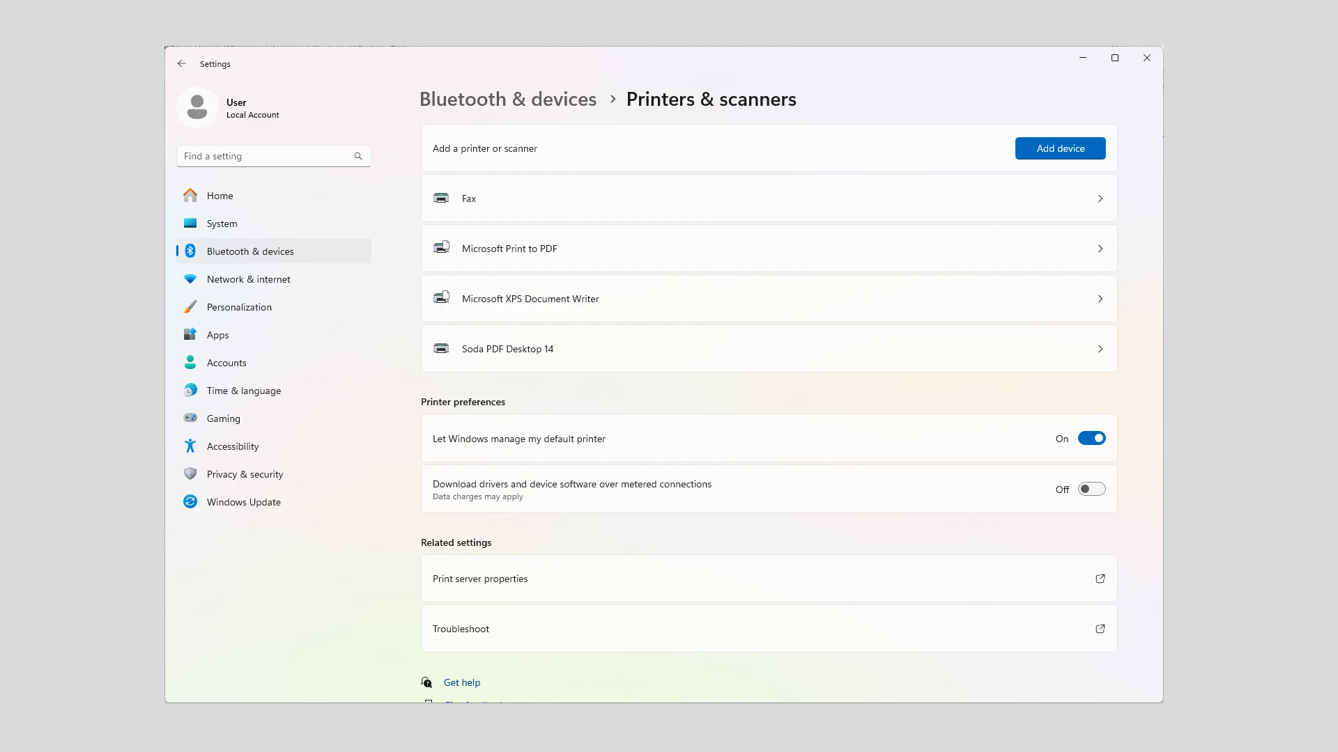 Windows Printer Settings